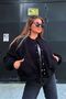 Oversize Gray Pocketed Snap Closure Cashmere-Like Wool Appearance Women's Loose Fit Pinterest Equivalent Coat Jacket