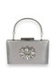 Silver Gray Lame Color Satin Crystal Stone Evening Dress Bag Evening Bag Henna Bridal Bag