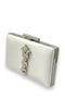 Ecru Pearl White Color Satin Crystal Stone Evening Dress Bag Evening Bag Henna Bag - 2
