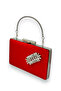 Red Color Satin Handle Crystal Stone Evening Bag Evening Bag Henna Bridal Bag - 2