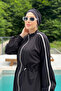 Sports lycra full coverage hijab swimsuit maddıe 4581 black - 2