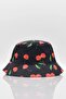 Cherry Pattern Women's Bucket Fisherman Hat - Black - 2