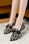 Bonna Black and Beige Buckle Detailed (1 cm Heel) Pointed Toe Ballerinas