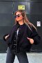 Oversize Gray Pocketed Snap Closure Cashmere-Like Wool Appearance Women's Loose Fit Pinterest Equivalent Coat Jacket - 6