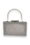 Women's Evening Dress Bag - Laser Patterned, Platinum Metal Handle, Wedding and Engagement Portfolio |   Anthracite Gray