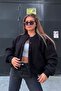 Oversize Gray Pocketed Snap Closure Cashmere-Like Wool Appearance Women's Loose Fit Pinterest Equivalent Coat Jacket - 4