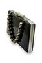 Black Kumsim Imported Evening Dress Bag with Silicone Coated Pearl Strap Evening Bag Henna - 2
