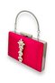Fuchsia Pink Color Satin Crystal Stone Evening Dress Bag Evening Bag Henna Bridal Bag - 2