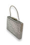 Women's Evening Dress Bag - Laser Patterned, Platinum Metal Handle, Wedding and Engagement Portfolio |   Anthracite Gray - 2