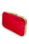 Fuchsia Pleated Satin Evening Bag with Metal Handle Henna Evening Bag - 2