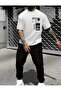 Men's Jogger Tracksuit Set - Comfortable Fit, White, a Nice Printed T-Shirt