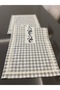 Gray Linen Runner - Gingham Model, Cross Stitch Color, Can Be Customized - 2