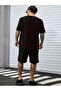 Basketball Man Printed T-Shirt Short Wide Leg Comfortable Fit Black Bottom Black Top Short Suit - 2