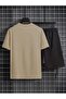 Men's Johnnie Walker Printed T-Shirt Short Wide Leg Comfortable Fit Black Bottom Beige Top Short Set - 3