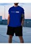 Men's Bl Printed T-Shirt Short Wide Leg Comfortable Fit Black Bottom Sax Top Short Set