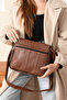Genuine Leather Flap Tan Women's Shoulder Bag - 4