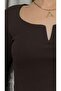 Women's Coffee V Iron Drop Collar Blouse - 4