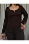 Women's Coffee V Iron Drop Collar Blouse - 2