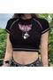 Black Gothic Harajuku Fashion Anime Kuromi Sanrio Y2K Short Sleeve Crop