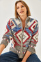 Women's Black Brown Zippered Patterned Knitwear Cardigan 20246951 - 3