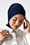 Women's Snap-Tie Hijab Ready-To-Wear Practical Shawl Navy Blue - 6