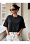 Knov Women's Back Printed Comfort Fit Cotton Combed Cotton Black T-Shirt