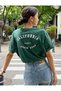 The West Front Back Printed Women's Casual Fit Cotton Combed Short Sleeve Round Neck Green T-Shirt - 3