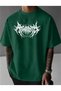 Atroctıy Men's Printed Slimfit Fit Cotton Combed Green T-Shirt