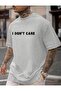 تي شيرت رمادي مطبوع من القطن الممشط من I Dont Care