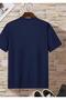 Black Printed Unisex Cotton Round Neck Navy Blue T-Shirt - 2