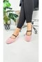 Daily Women's Powder Ballerinas Plush Rubber Detailed Oval Toe Comfortable Lightweight Shoes 373 - 4