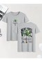 Malıbu Printed Unisex Cotton Round Neck Gray T-Shirt