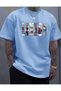 London City Printed Cotton Round Neck Blue T-Shirt