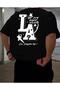 In My Front Back Printed Cotton Round Neck Black T-Shirt