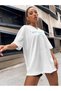 East Printed Women's Casual Fit Cotton Combed Cotton Short Sleeve Round Neck White T-Shirt - 2