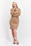 Women Ribbed Mini Dress, Camel - 3