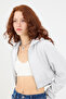 Hooded Crop Sweatshirt with Ribbon H1526-İ9 - 2