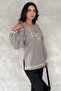 Women's Gray Halter Neck Embroidered Cotton Blouse - 5