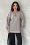 Women's Gray Halter Neck Embroidered Cotton Blouse - 6