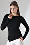 Evora Women's Asymmetric Boat Neck Long Sleeve Blouse & Top - Black - 5