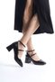 Women's Kulia Black Patent Leather Mary Jane Thick Heeled Banded Shoes - 7