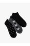 Set of 3 Booties Socks Geometric Patterned Multicolor