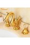 Bathroom Sink Faucet Kuğu Gold Gold Dore Set of 3 New Model Imported with 7 Year Warranty - 6