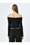 Madonna Collar Off-The-Shoulder Slim Fit Long Sleeve T-Shirt - 4