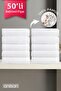 Pack of 50 White Hand Towels - 50X90 Cm, 225 Gr, 100% Cotton, Spa and Hotel Towels