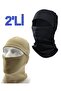 Nano Green and Black 2-Piece Thin Windproof Thermal Snow Mask Balaclava Biker Courier Helmet Ski