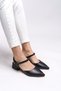 Heilleia Women's Open Back Pointed Toe Heeled Shoes 0012335 Black Skin