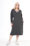 Women's Plus Size V-Neck Sporty Stripe Sleeve Detail 3 Thread Gray Dress - 3