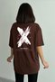 Women's Brown X Patience Printed Crew Neck Oversize T-Shirt