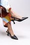 Evelniel Women's Open Back Pointed Toe Stiletto 001209 Black Skin - 3